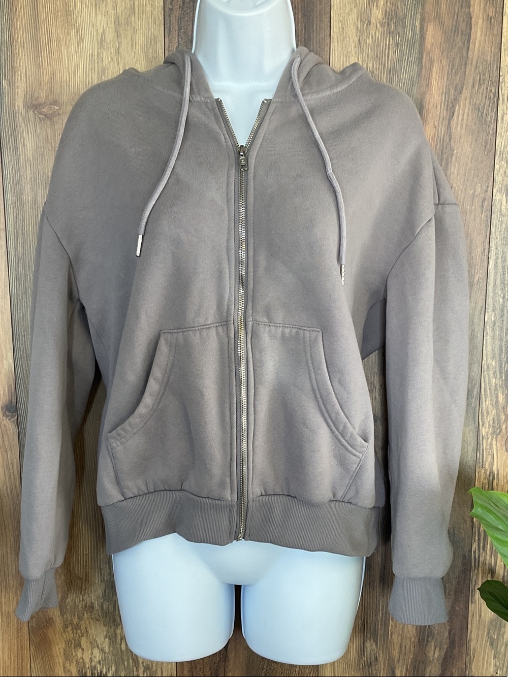 SHEIN Hooded Crop Zip-Up Utility Jacket Petite S     930C
